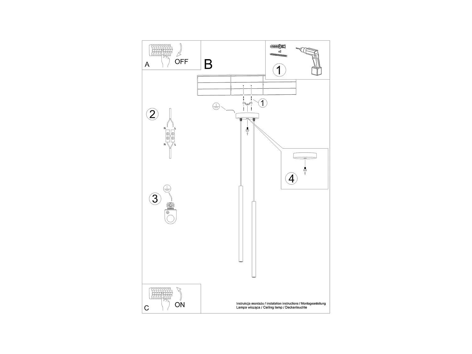Lampade a sospensione Brill moderno di acciaio - 2 sorgenti luminose 4000K - L.15 x A.118 cm - d'oro
