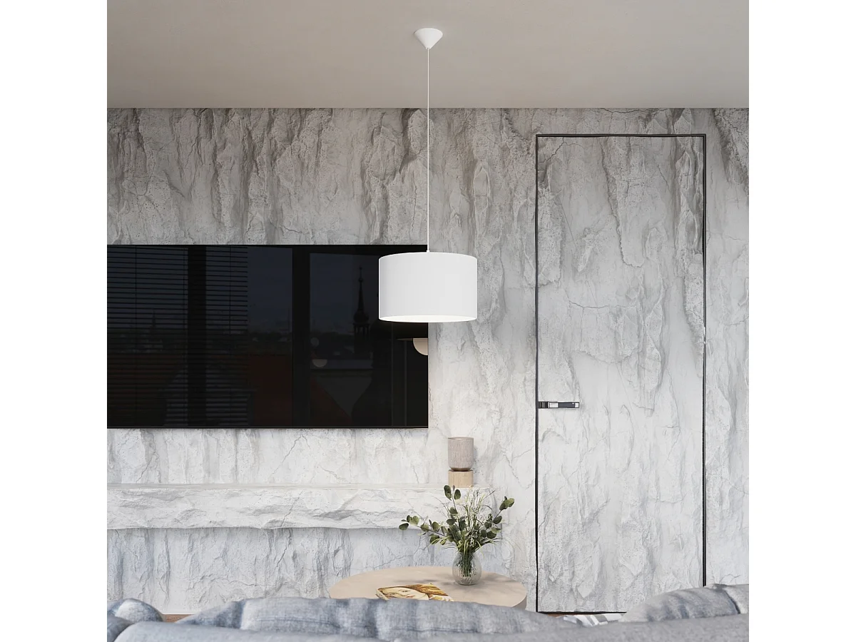 Lampes suspendues Gloxo minimaliste en tissu/PVC - 1 sources lumineuses 3000K - L.30 x H.88 cm - blanc