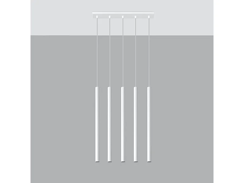 Lampy wiszące nowoczesny Brill, stal - 5 źródło światła 4000K - L.45 x H.90 cm - biały