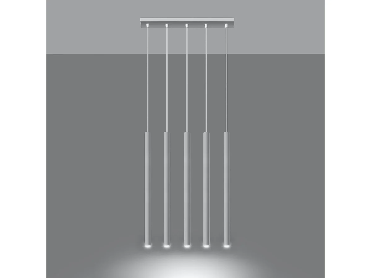 Lampes suspendues Brill moderne en acier - 5 sources lumineuses 4000K - L.45 x H.90 cm - blanc