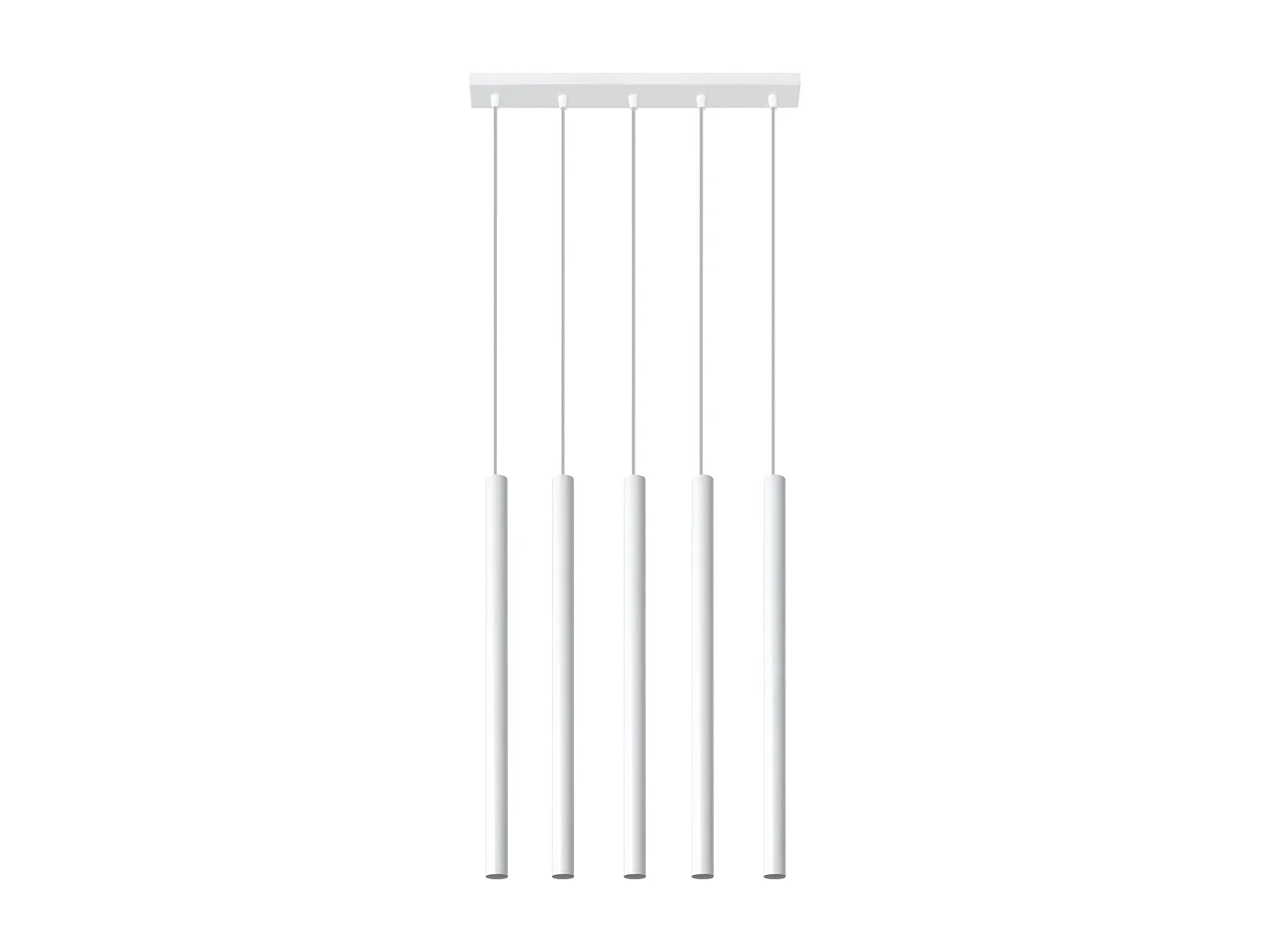 Lampes suspendues Brill moderne en acier - 5 sources lumineuses 4000K - L.45 x H.90 cm - blanc