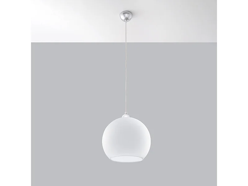 Lampes suspendues Esfera minimaliste en acier/verre - 1 sources lumineuses 4000K - L.30 x H.120 cm - blanc