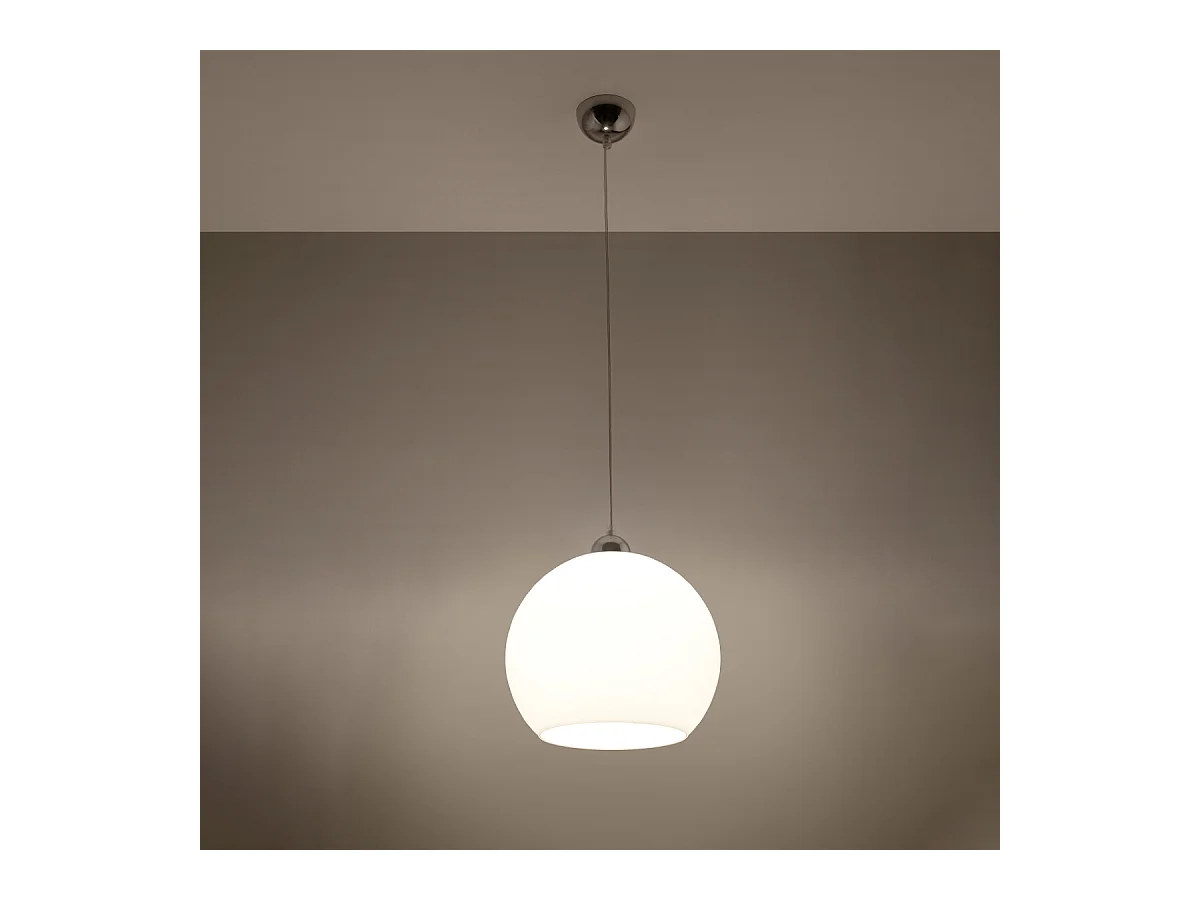 Lampade a sospensione Esfera minimalista di acciaio/vetro - 1 sorgenti luminose 4000K - L.30 x A.120 cm - bianco