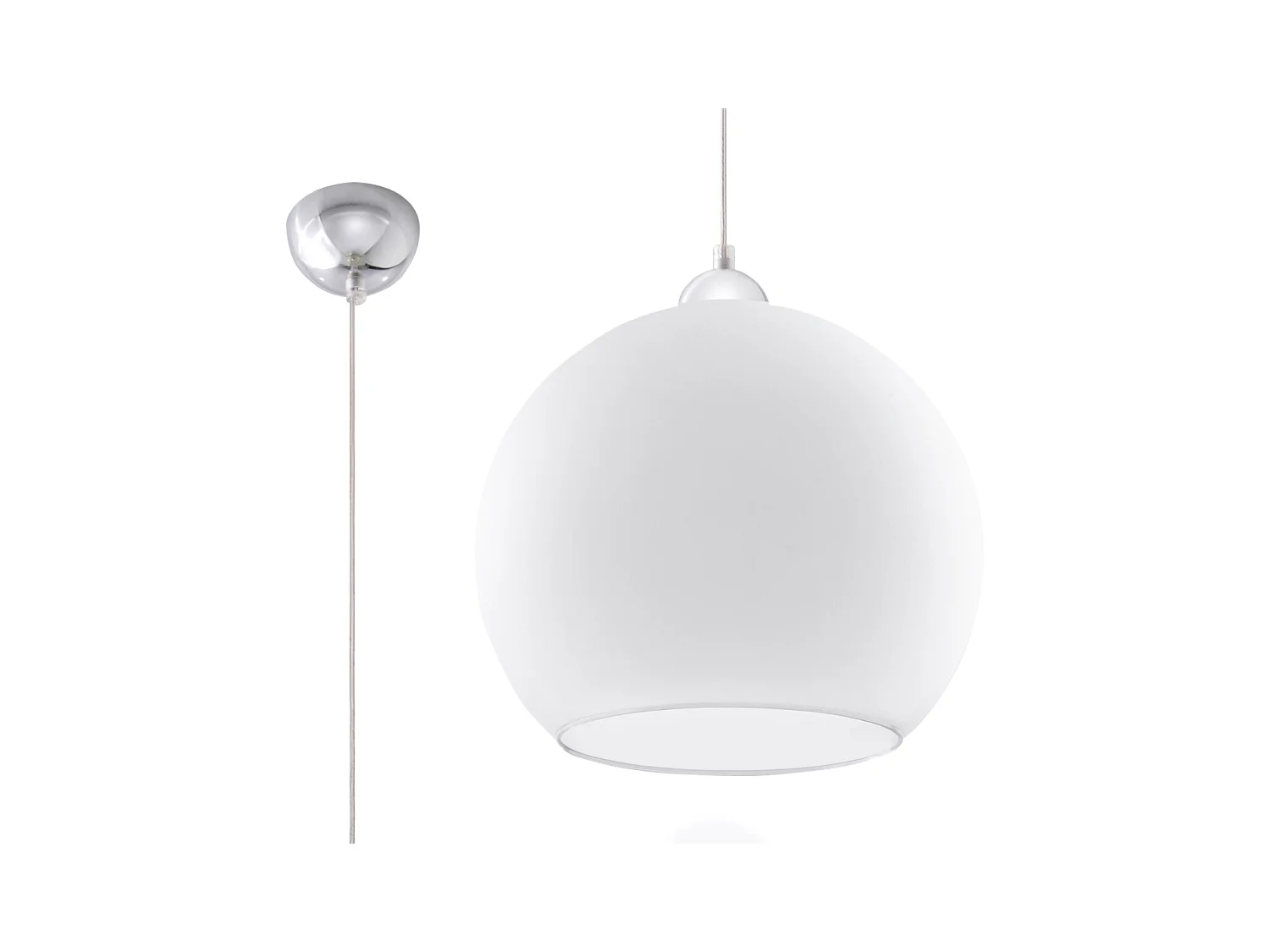 Lampade a sospensione Esfera minimalista di acciaio/vetro - 1 sorgenti luminose 4000K - L.30 x A.120 cm - bianco