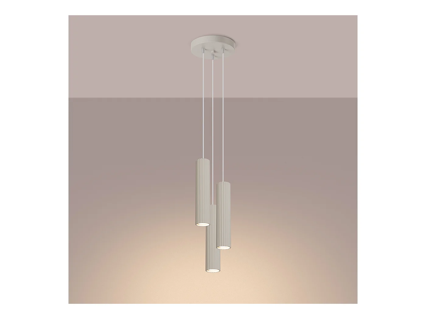Hanglamp Gloow minimalistisch van  - 3 lichtbronnen 3000K - L.19,5 x H.108 cm - beige