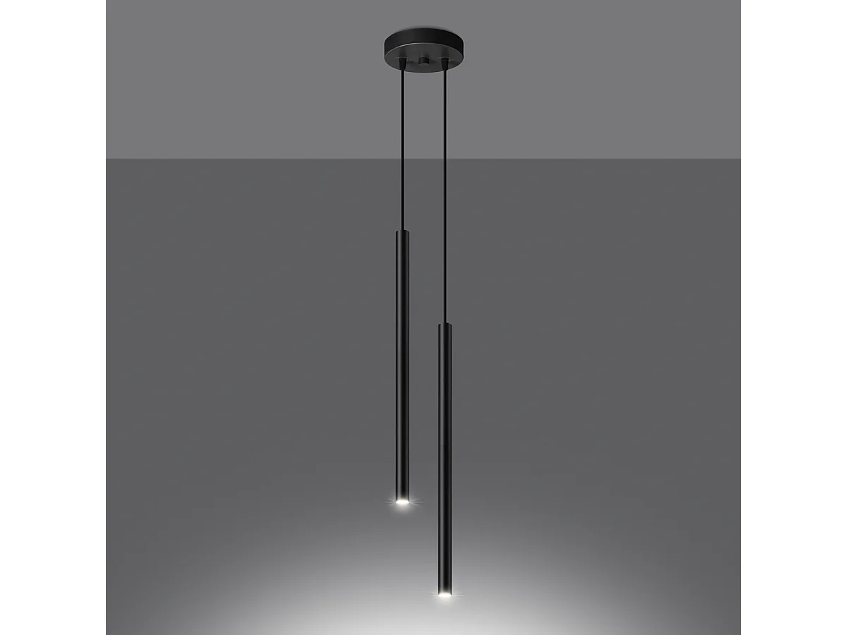 Lampes suspendues Brill moderne en acier - 2 sources lumineuses 4000K - L.15 x H.118 cm - noir
