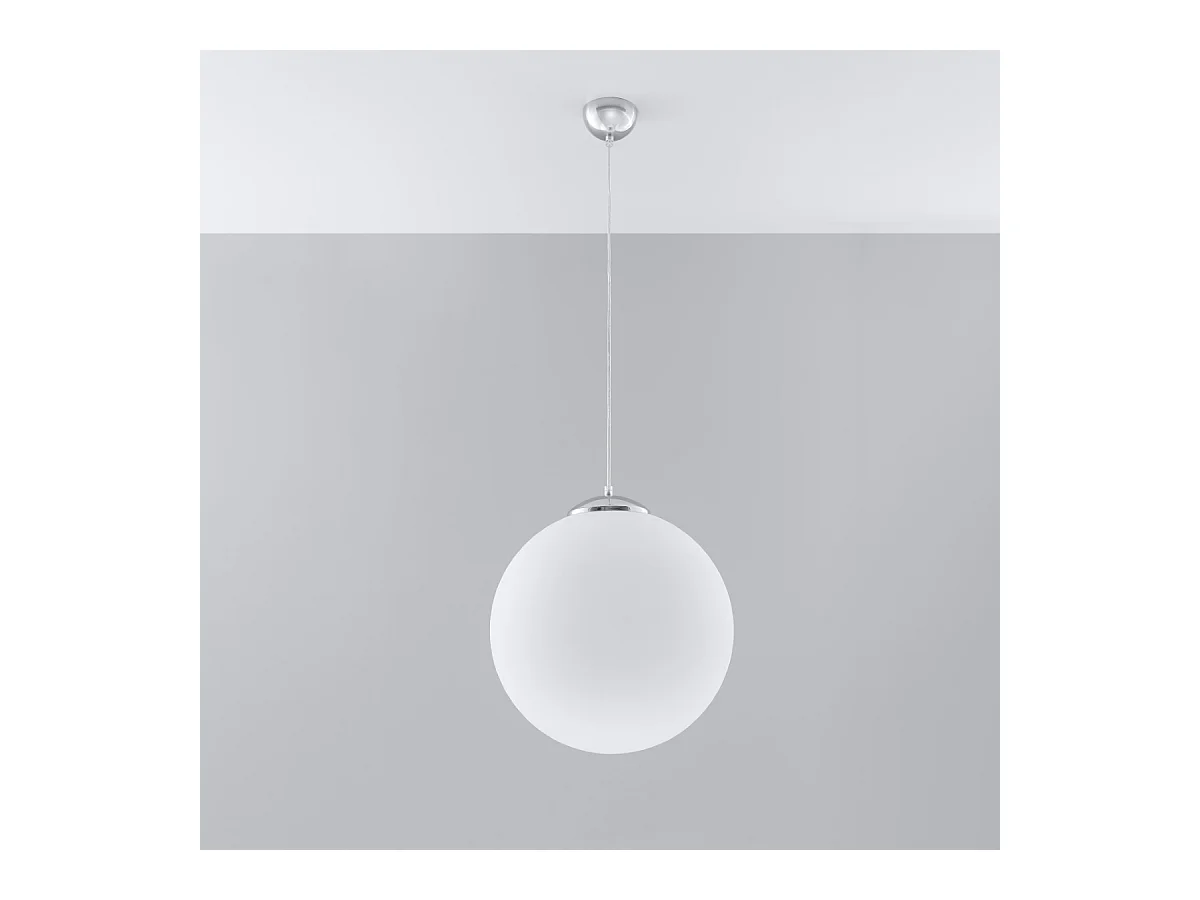 Lampy wiszące minimalistyczny Stera, stal/szkło - 1 źródło światła 4000K - L.40 x H.130 cm - biały/chrom