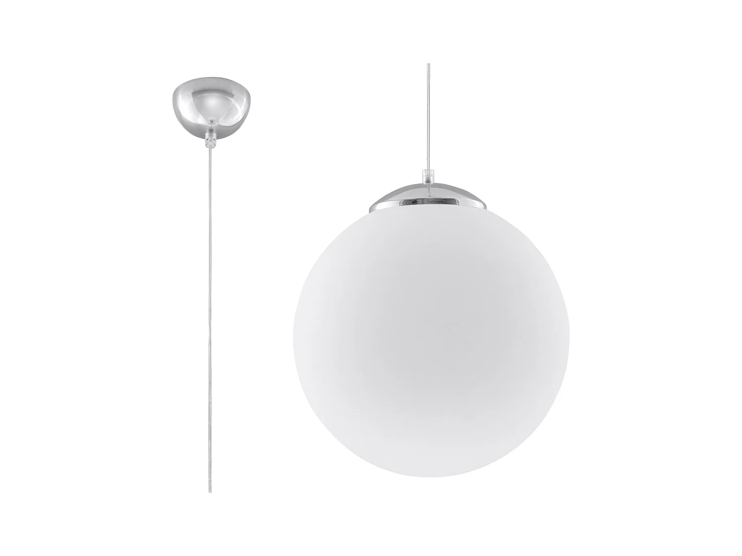 Lampy wiszące minimalistyczny Stera, stal/szkło - 1 źródło światła 4000K - L.40 x H.130 cm - biały/chrom