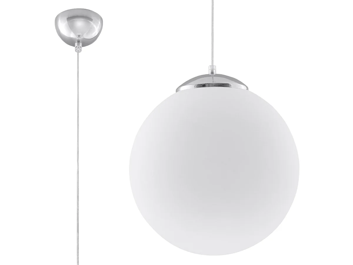 Luminárias pendentes Stera minimalista, aço/vidro - 1 fontes de luz 4000K - L.40 x H.130 cm - branco/cromo