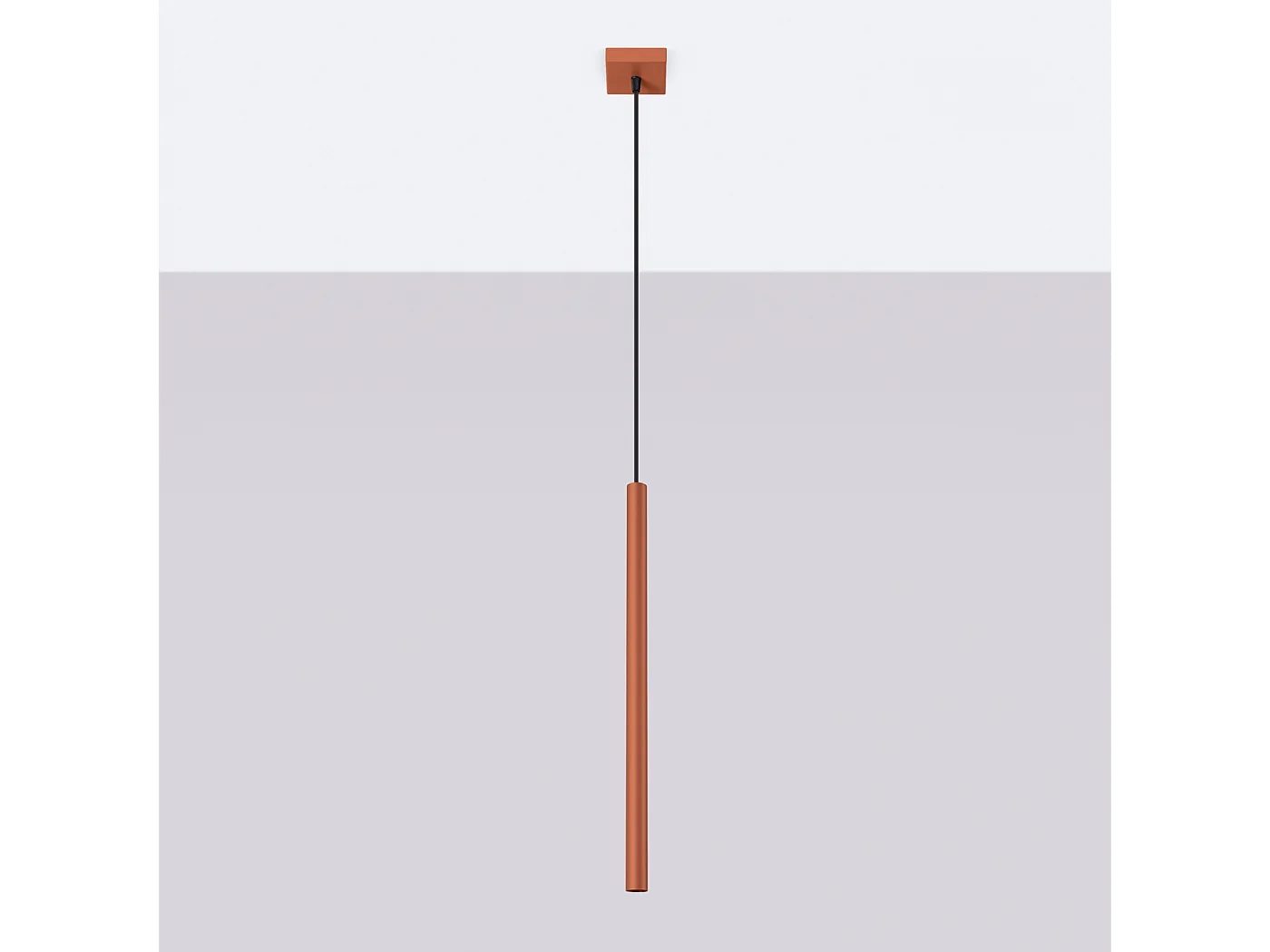 Lampada a sospensione Brill moderno di acciaio - 1 sorgenti luminose 4000K - L.8 x A.114 cm - ocra rossa