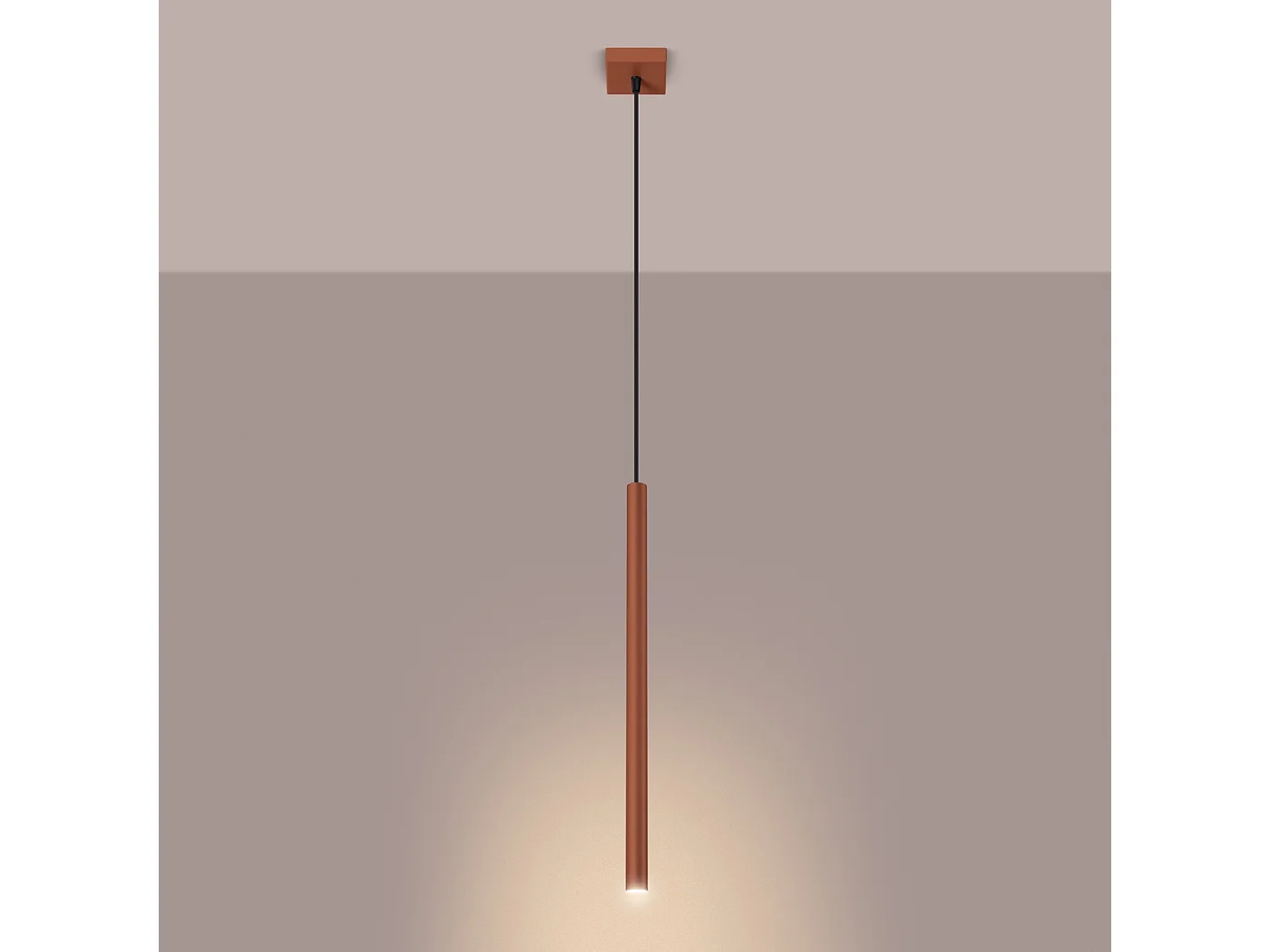 Lampe à suspension Brill moderne en acier - 1 sources lumineuses 4000K - L.8 x H.114 cm - ocre rouge