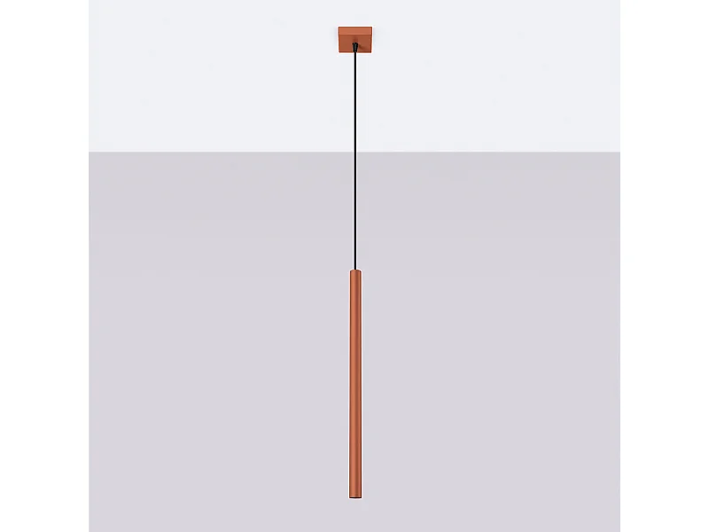 Lampe à suspension Brill moderne en acier - 1 sources lumineuses 4000K - L.8 x H.114 cm - ocre rouge