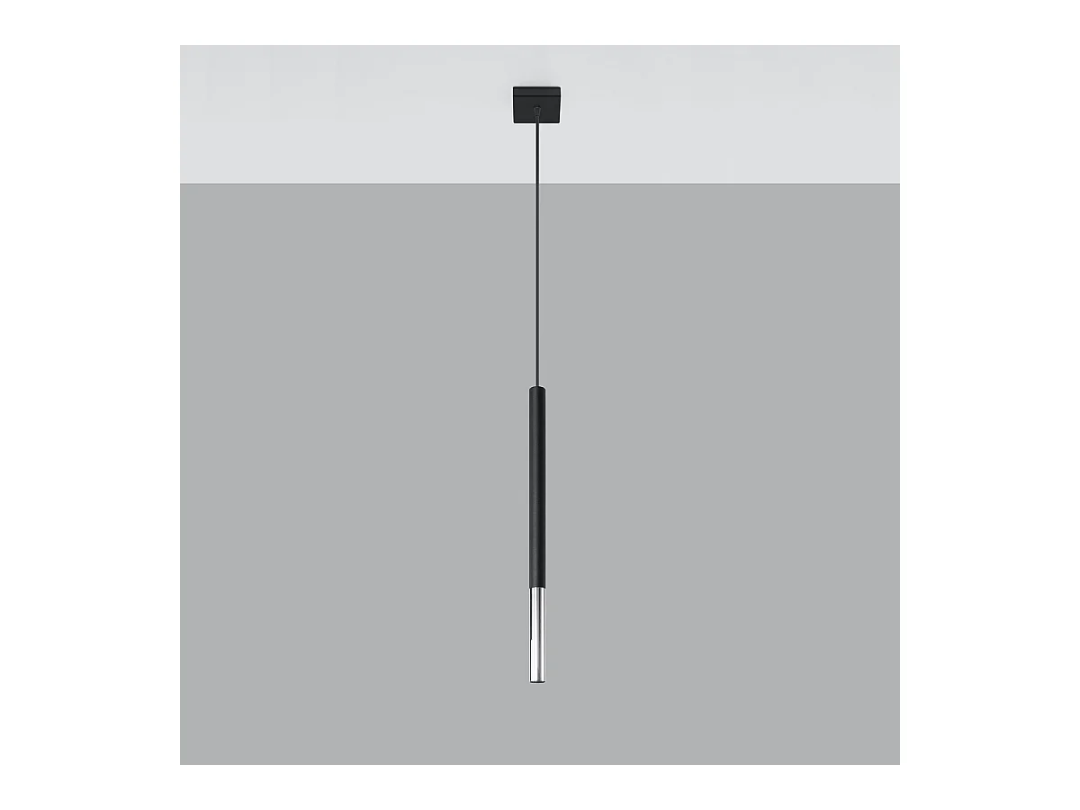 Lampy wiszące nowoczesny Flar, stal - 1 źródło światła 4000K - L.8 x H.100 cm - czarny/chrom