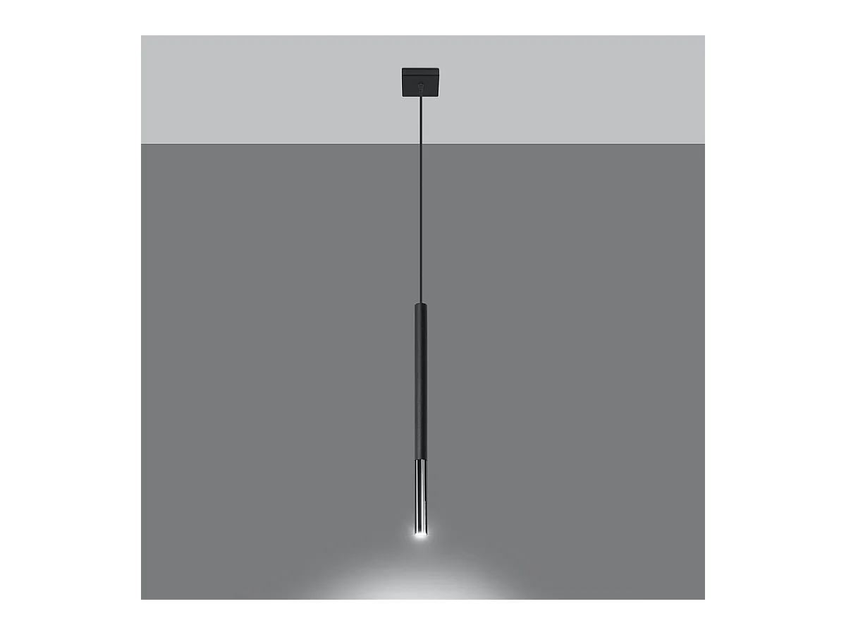 Lampy wiszące nowoczesny Flar, stal - 1 źródło światła 4000K - L.8 x H.100 cm - czarny/chrom