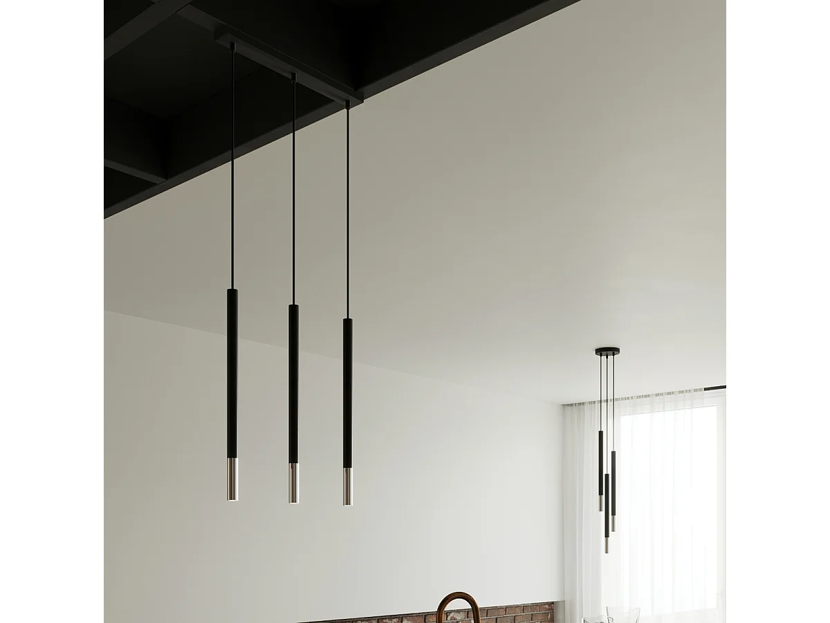 Hanglampen Flar modern van  - 1 lichtbronnen 4000K - L.8 x H.100 cm - zwart/chroom