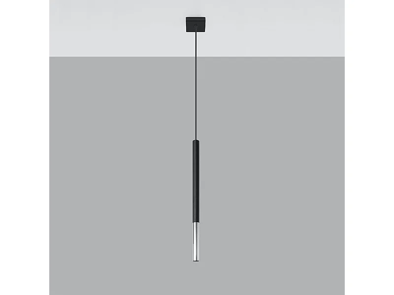 Lampes suspendues Flar moderne en acier - 1 sources lumineuses 4000K - L.8 x H.100 cm - noir/chromé