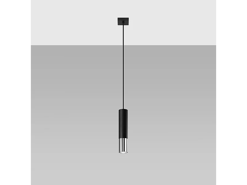 Hanglampen Zarpex modern van  - 1 lichtbronnen 4000K - L.8 x H.100 cm - zwart/chroom