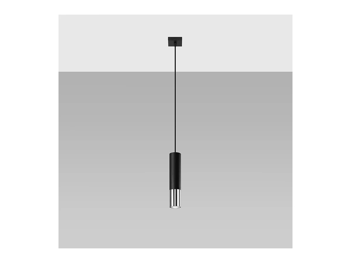 Hanglampen Zarpex modern van  - 1 lichtbronnen 4000K - L.8 x H.100 cm - zwart/chroom