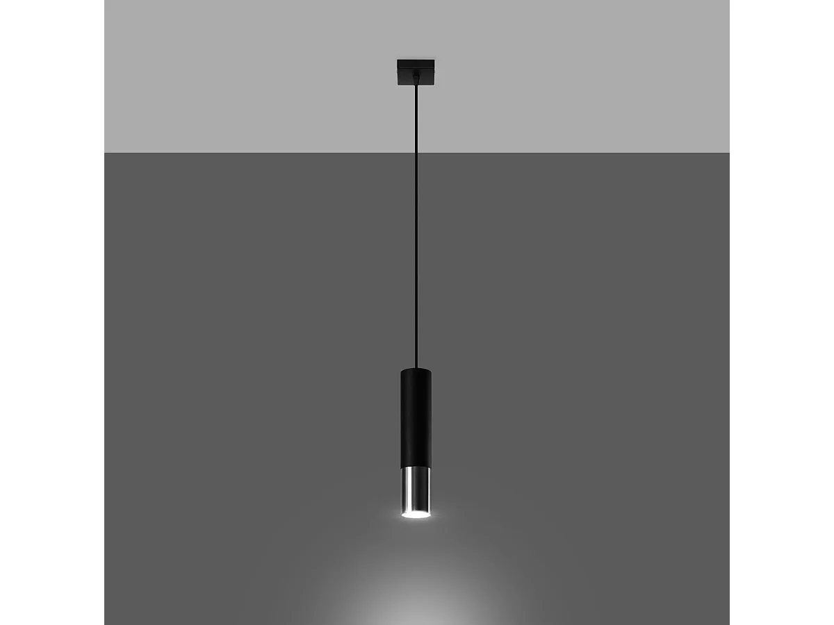 Lampes suspendues Zarpex moderne en acier - 1 sources lumineuses 4000K - L.8 x H.100 cm - noir/chromé