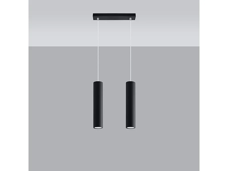 Hanglampen Toris modern van  - 2 lichtbronnen 4000K - L.30 x H.90 cm - zwart