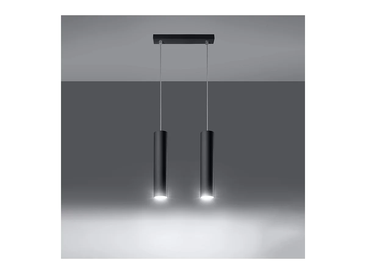 Hanglampen Toris modern van  - 2 lichtbronnen 4000K - L.30 x H.90 cm - zwart