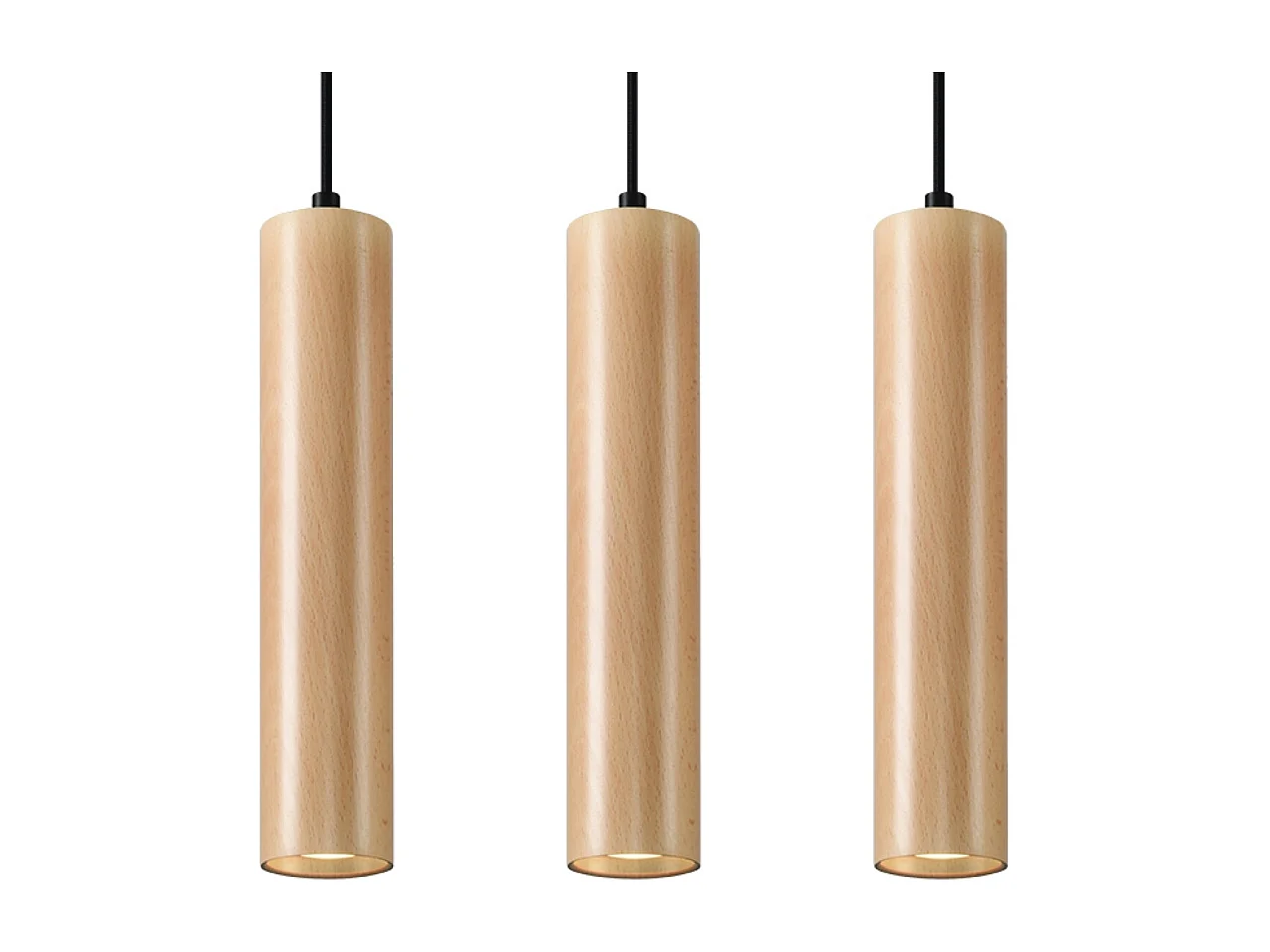Lampes suspendues Silno scandinave en bois - 3 sources lumineuses 3000K - L.45 x H.90 cm - bois naturel