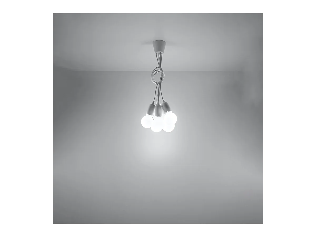 Hanglampen Astis modern van  - 5 lichtbronnen 4000K - L.25 x H.90 cm - wit