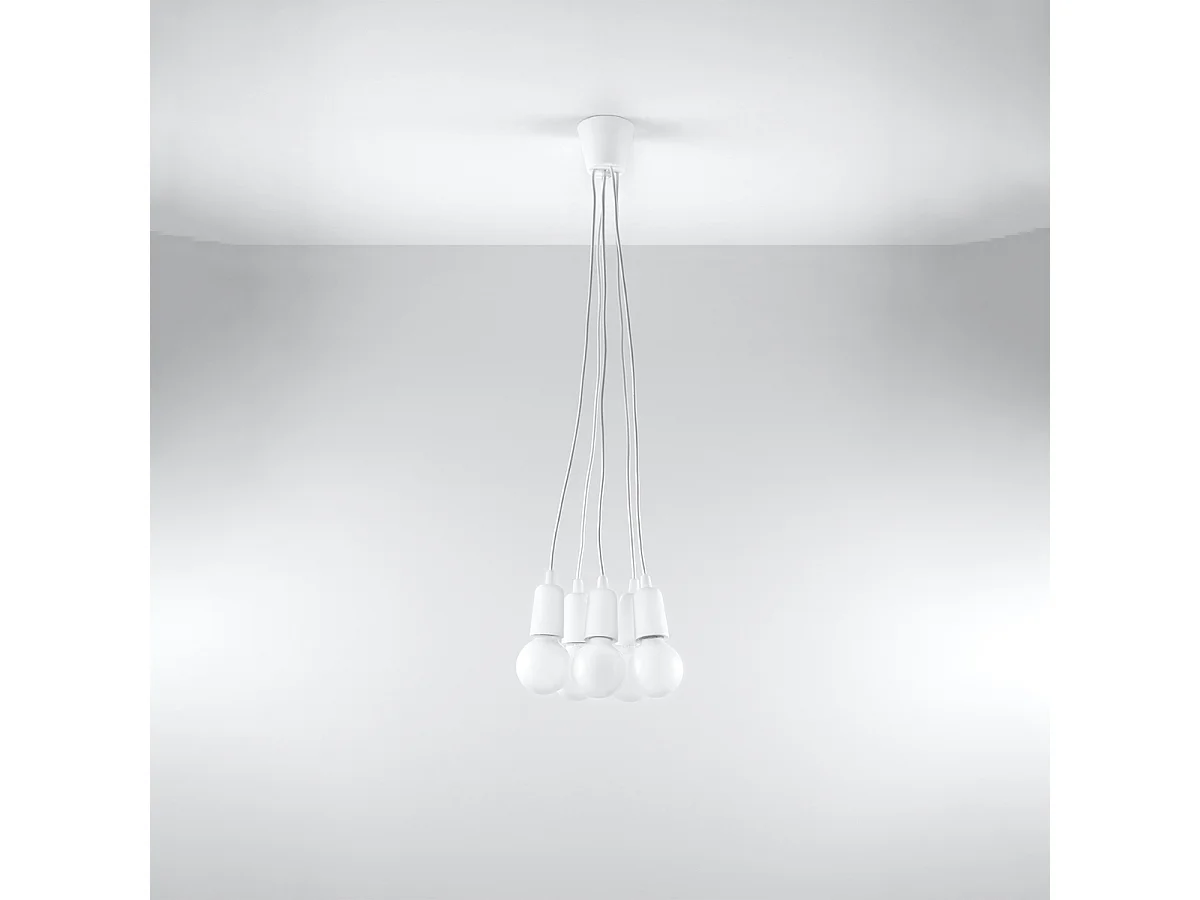 Lampes suspendues Astis moderne en PVC - 5 sources lumineuses 4000K - L.25 x H.90 cm - blanc