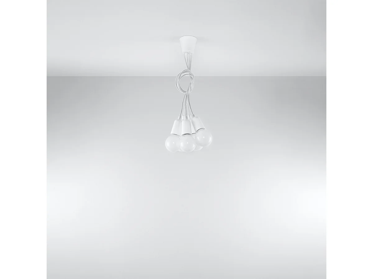 Lampy wiszące nowoczesny Astis, PVC - 5 źródło światła 4000K - L.25 x H.90 cm - biały