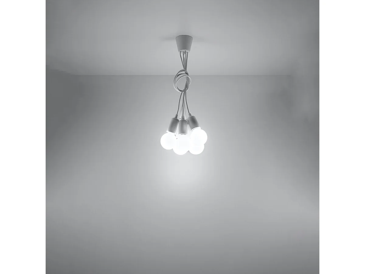 Lampy wiszące nowoczesny Astis, PVC - 5 źródło światła 4000K - L.25 x H.90 cm - biały