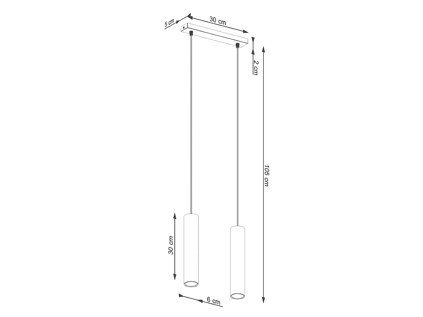 Lampada a sospensione Toris soppalco di acciaio - 2 sorgenti luminose 3000K - L.30 x A.105 cm - beige