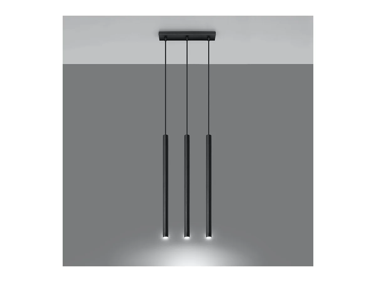 Lampes suspendues Brill moderne en acier - 3 sources lumineuses 4000K - L.30 x H.90 cm - noir