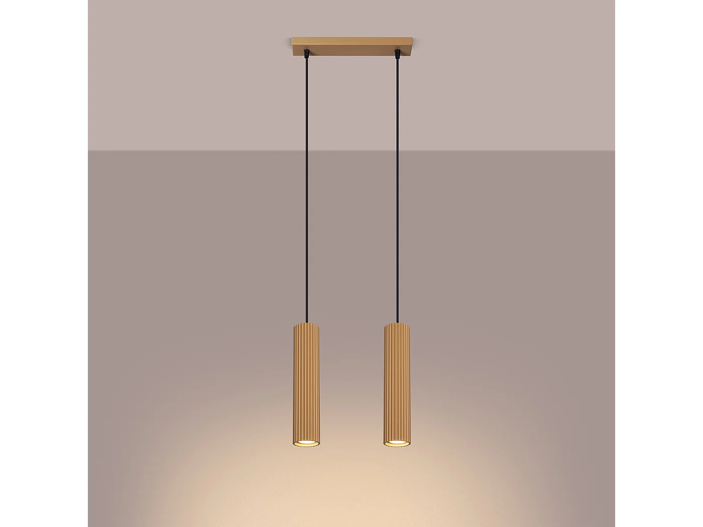 Lampa wisząca minimalistyczny Gloow, aluminium - 2 źródło światła 3000K - L.30 x H.90 cm - złoty