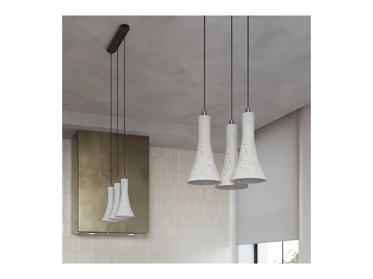 Lampes suspendues Lum moderne en béton - 2 sources lumineuses 4000K - L.34 x H.113 cm - gris