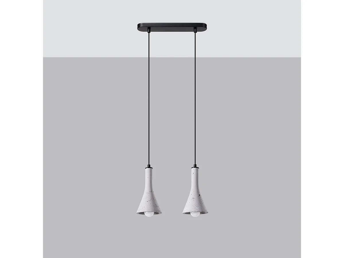 Lampes suspendues Lum moderne en béton - 2 sources lumineuses 4000K - L.34 x H.113 cm - gris