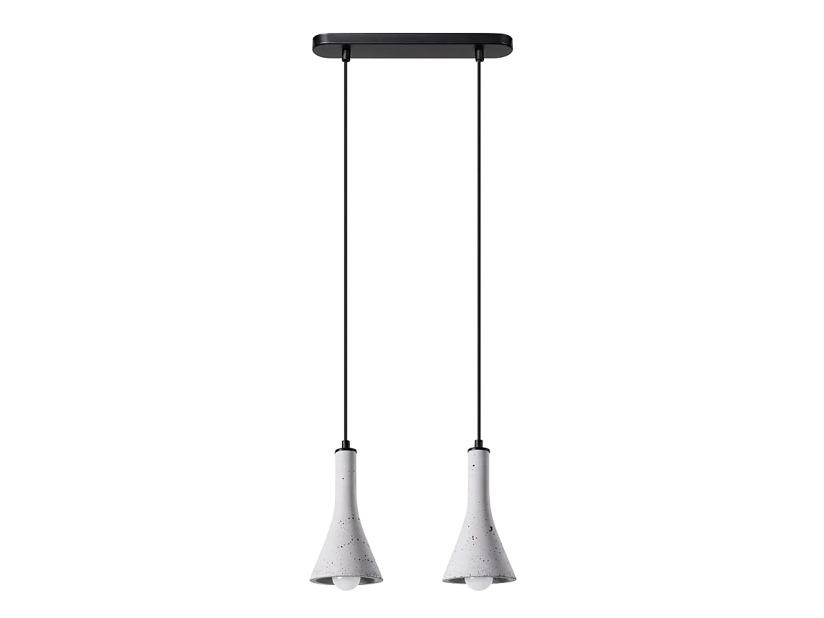 Luminárias pendentes Lum moderno, concreto - 2 fontes de luz 4000K - L.34 x H.113 cm - cinza