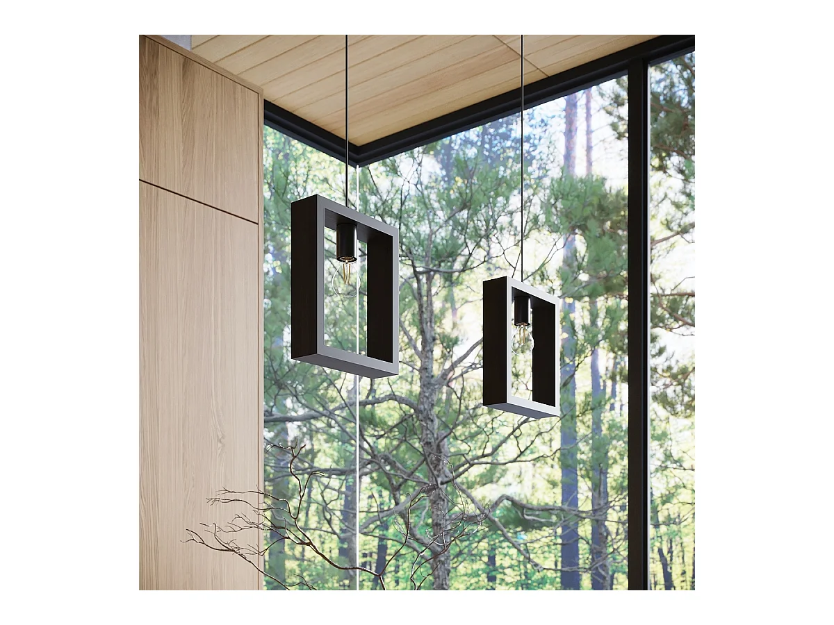 Lampy wiszące skandynawski Zodiara, stal/drewno - 1 źródło światła 3000K - L.24 x H.133 cm - wenge