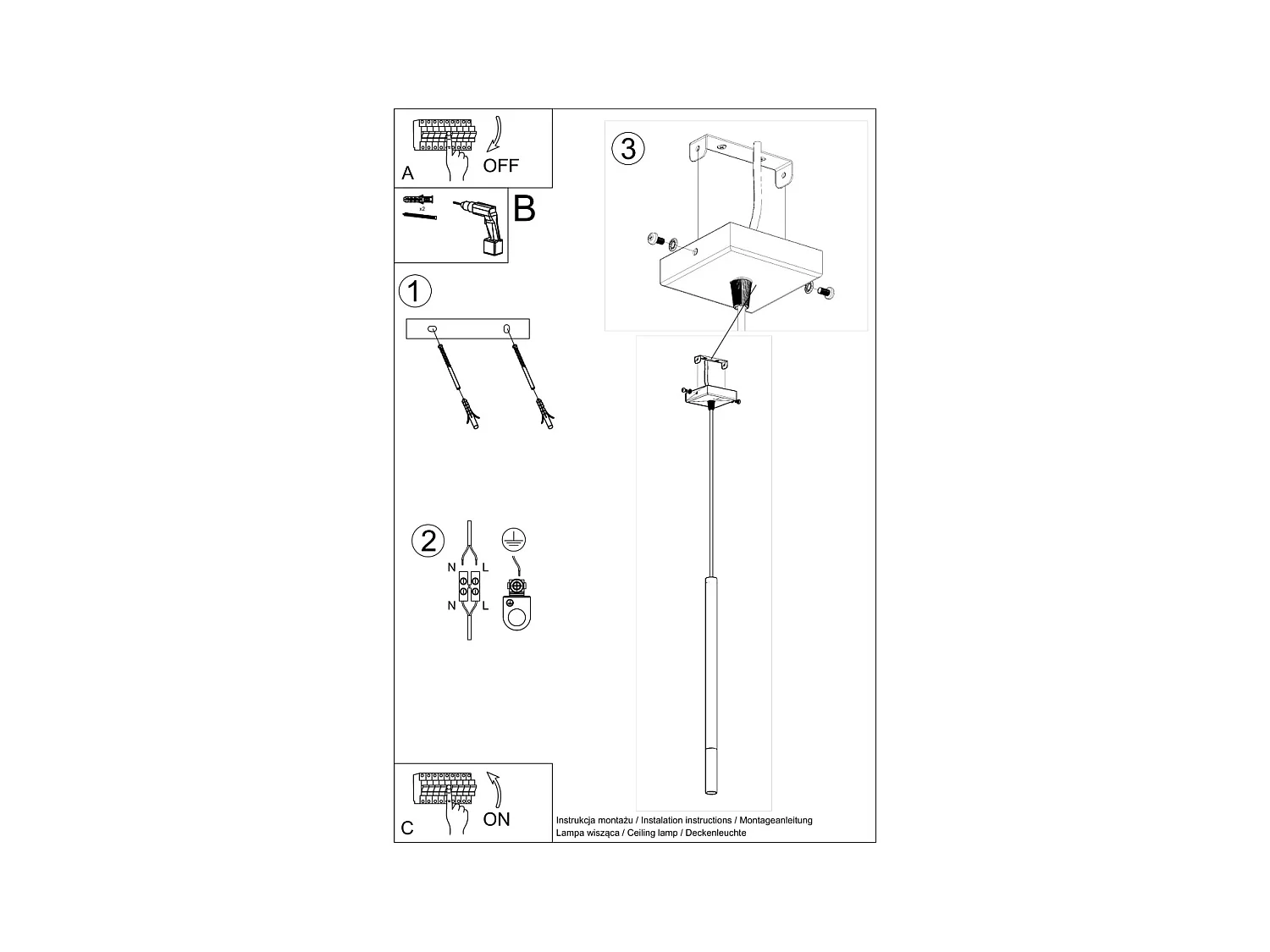 Lampy wiszące nowoczesny Flar, stal - 1 źródło światła 4000K - L.8 x H.100 cm - czarny/miedź