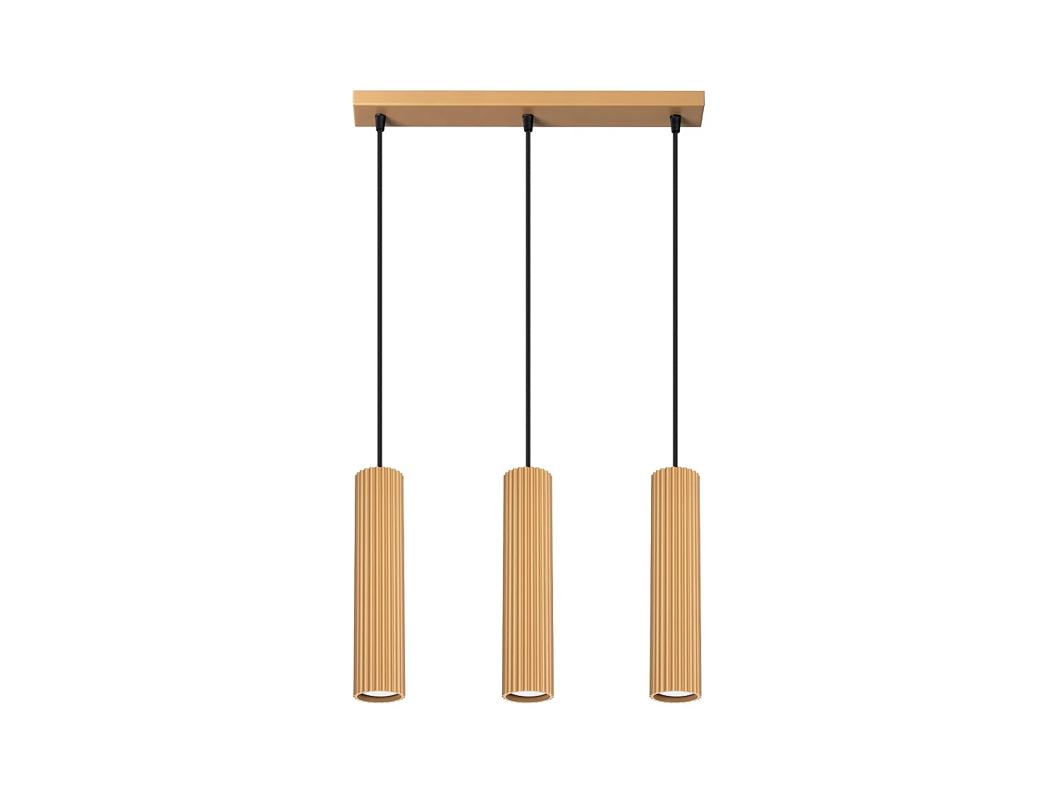 Hanglamp Gloow minimalistisch van  - 3 lichtbronnen 3000K - L.45 x H.98 cm - gouden