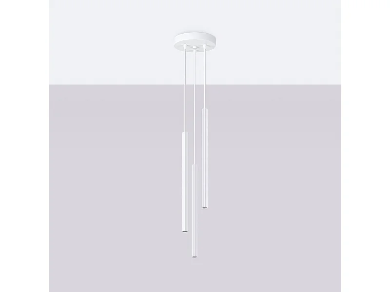 Pendentif Elara moderne en acier - 3 sources lumineuses 4000K - L.20 x H.120 cm - blanc