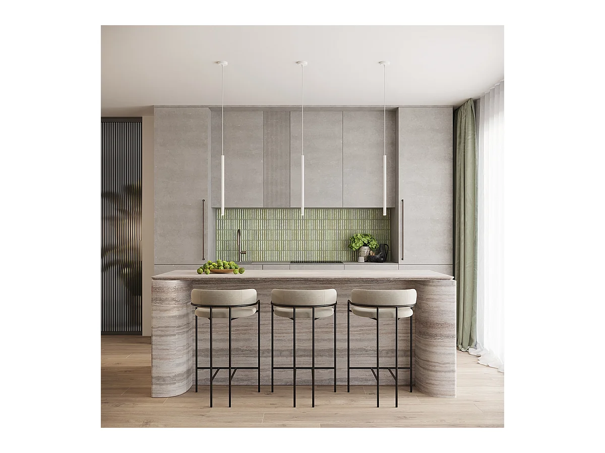 Pendentif Elara moderne en acier - 3 sources lumineuses 4000K - L.20 x H.120 cm - blanc