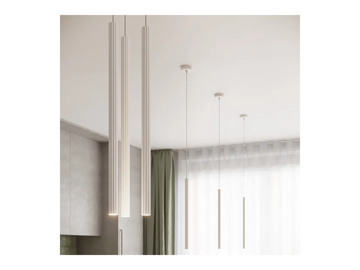 Pendentif Elara moderne en acier - 3 sources lumineuses 4000K - L.20 x H.120 cm - blanc