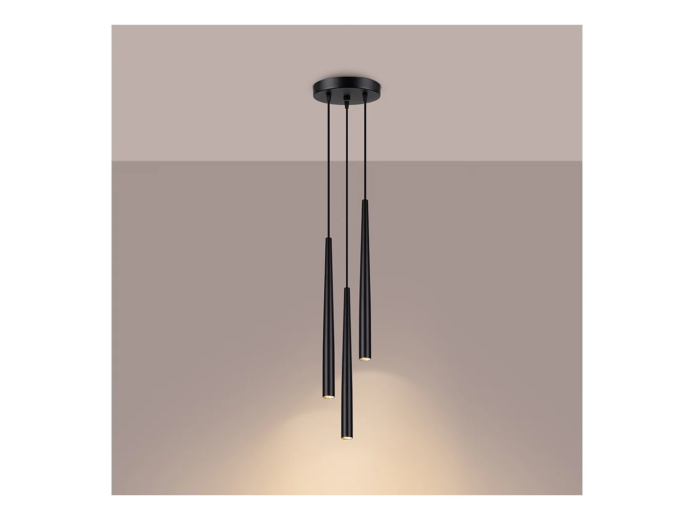 Lampe à suspension Euphora moderne en acier - 3 sources lumineuses 3000K - L.19,5 x H.118 cm - noir