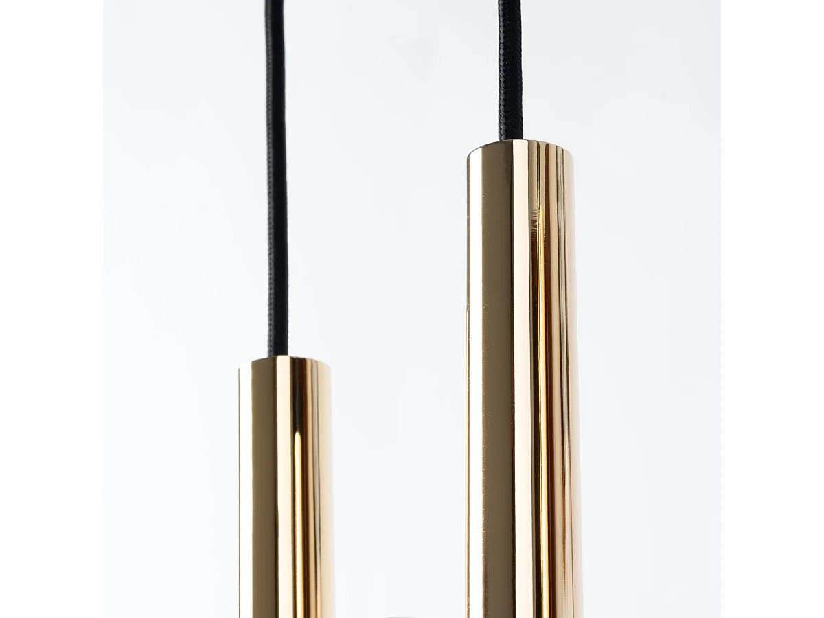 Lampes suspendues Brill moderne en acier - 3 sources lumineuses 4000K - L.20 x H.90 cm - éclat doré