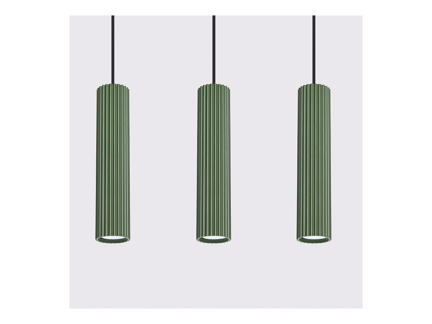 Hanglamp Gloow minimalistisch van  - 3 lichtbronnen 4000K - L.45 x H.98 cm - olijfgroen