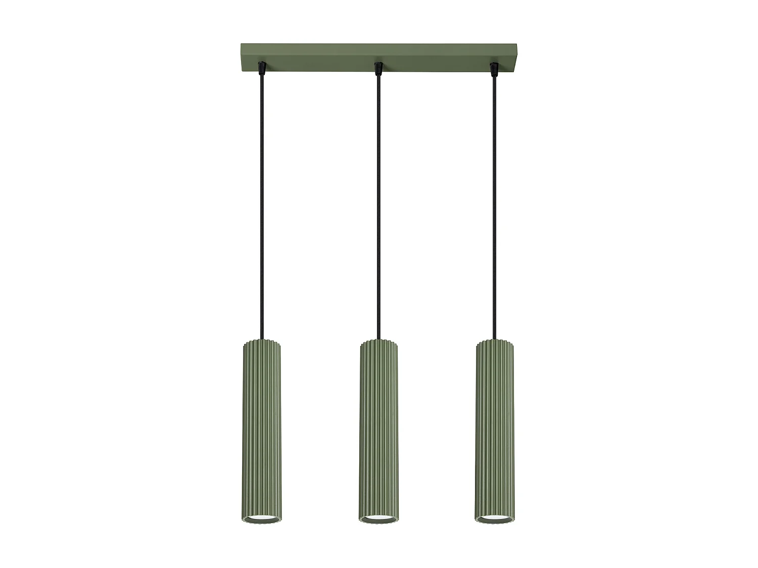 Luminária pendente Gloow minimalista, alumínio - 3 fontes de luz 4000K - L.45 x H.98 cm - verde oliva