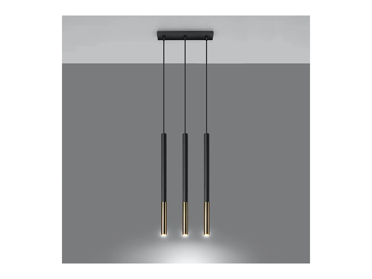 Lampes suspendues Flar moderne en acier - 3 sources lumineuses 4000K - L.30 x H.90 cm - or noir