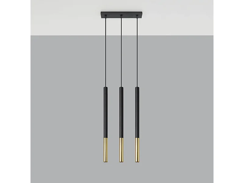 Pendelleuchten Flar modern aus  Stahl - 3 lichtquellen 4000K - L.30 x H. cm - schwarzes Gold