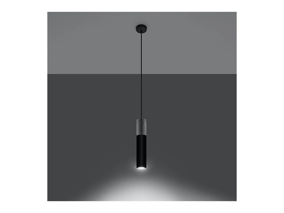 Lampes suspendues Lume moderne en acier/béton - 1 sources lumineuses 3000K - L.8 x H.105 cm - gris-noir