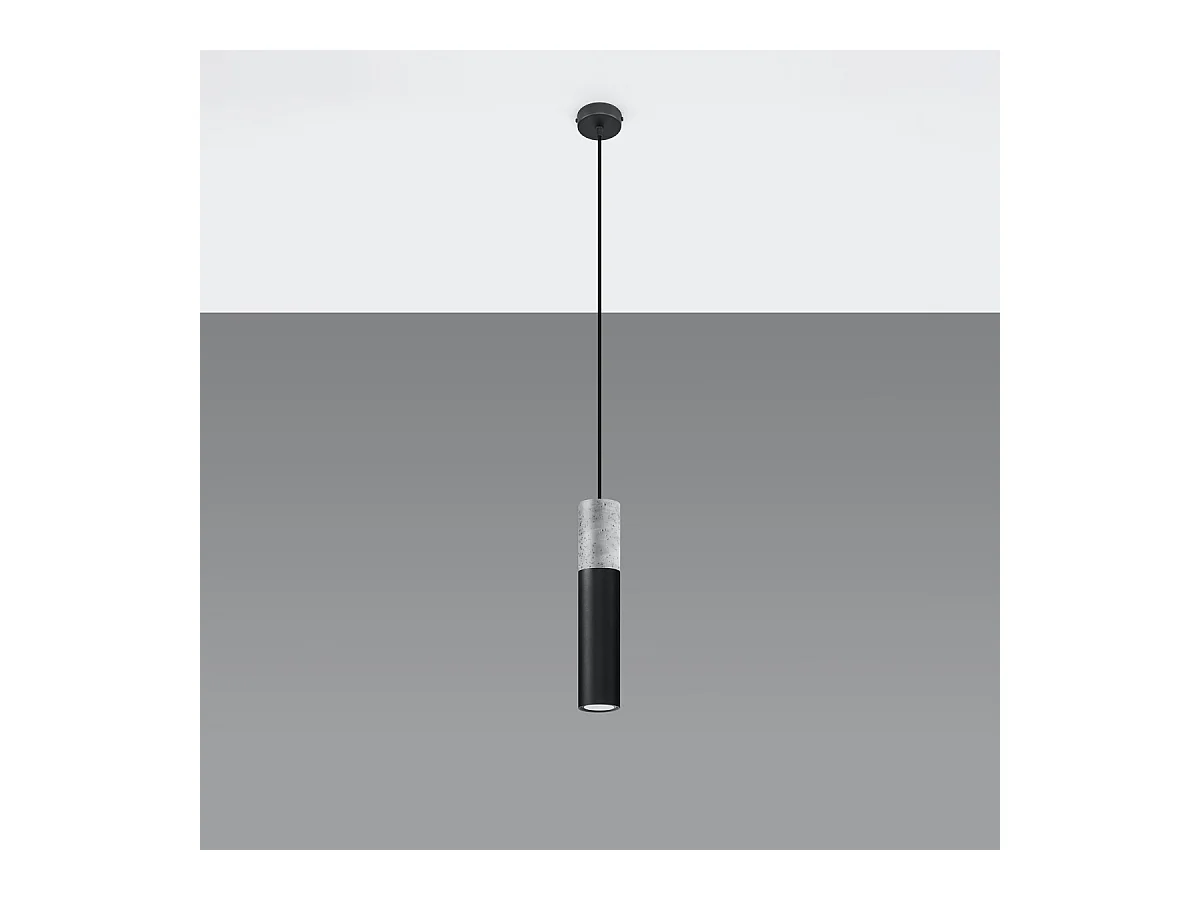 Lampes suspendues Lume moderne en acier/béton - 1 sources lumineuses 3000K - L.8 x H.105 cm - gris-noir